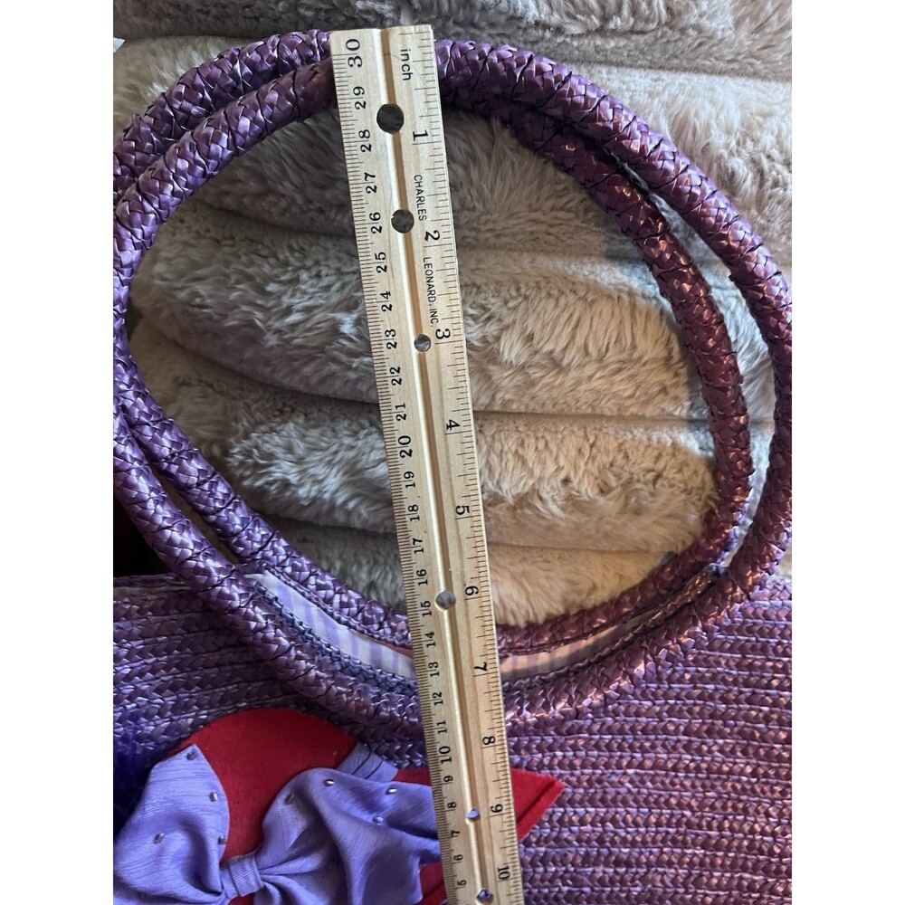 Vintage Y2K Red Hat Lady Straw Wicker Tote Bag Cottagecore Kitchy Handbag Purse - Picture 8 of 10